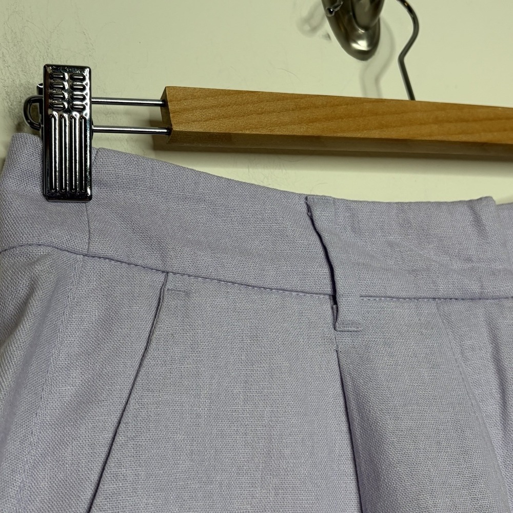 Old Navy Pleated Linen Blend Shorts Lavender Womens M Coastal Preppy High Rise - Picture 2 of 6